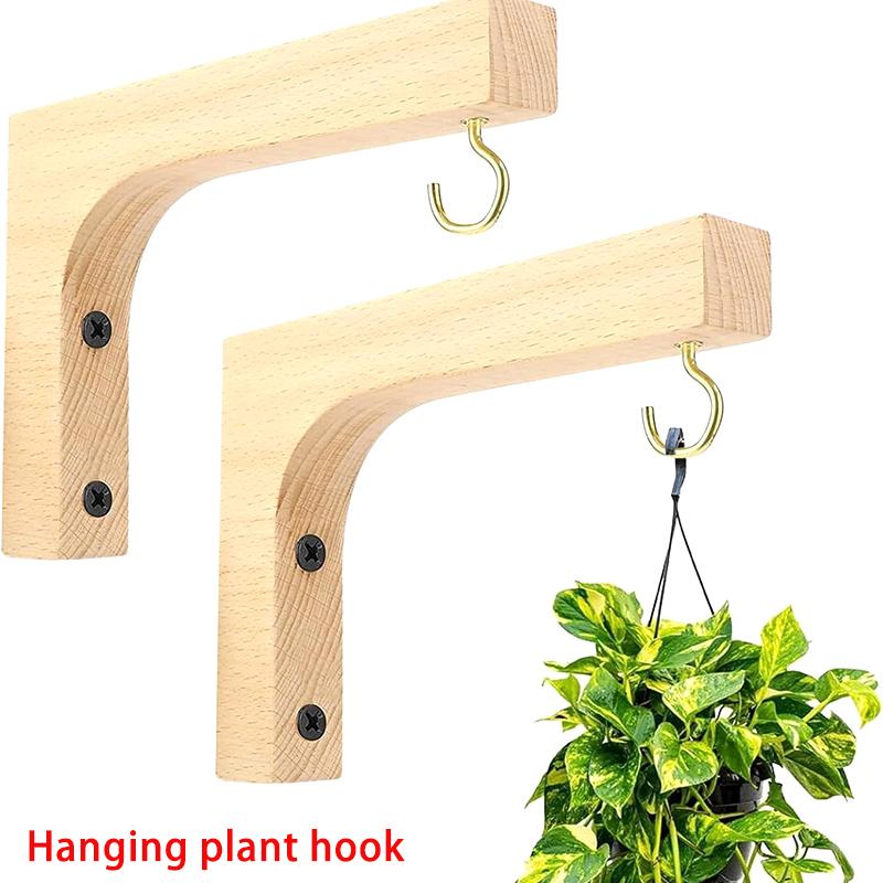 1/2Pcs Natural Wood Wall Plant Hangers Hanging Flower Pot Hook Nordic Flower Bracket For Lanterns Wind Chimes Balcony Home Decor