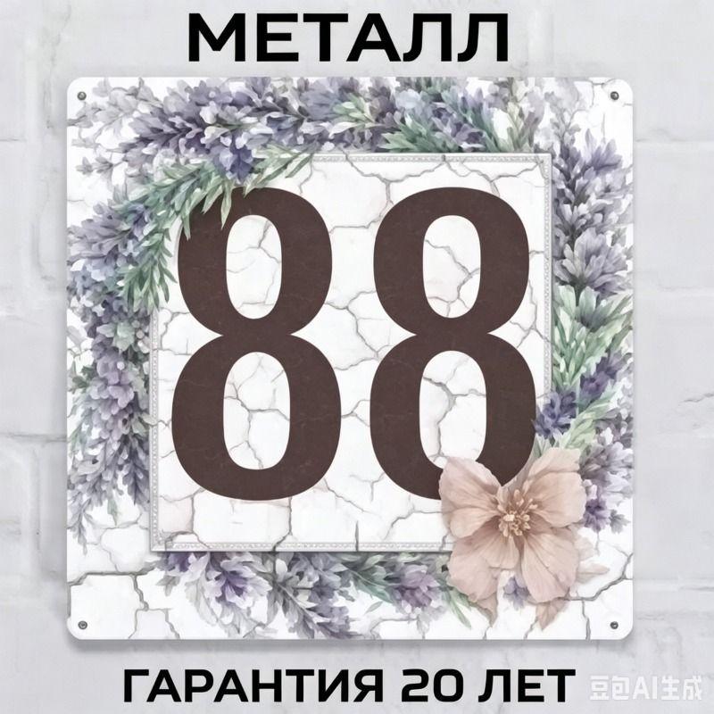 Metallhausnummernschild im Landhausstil Lavendel 20x20cm