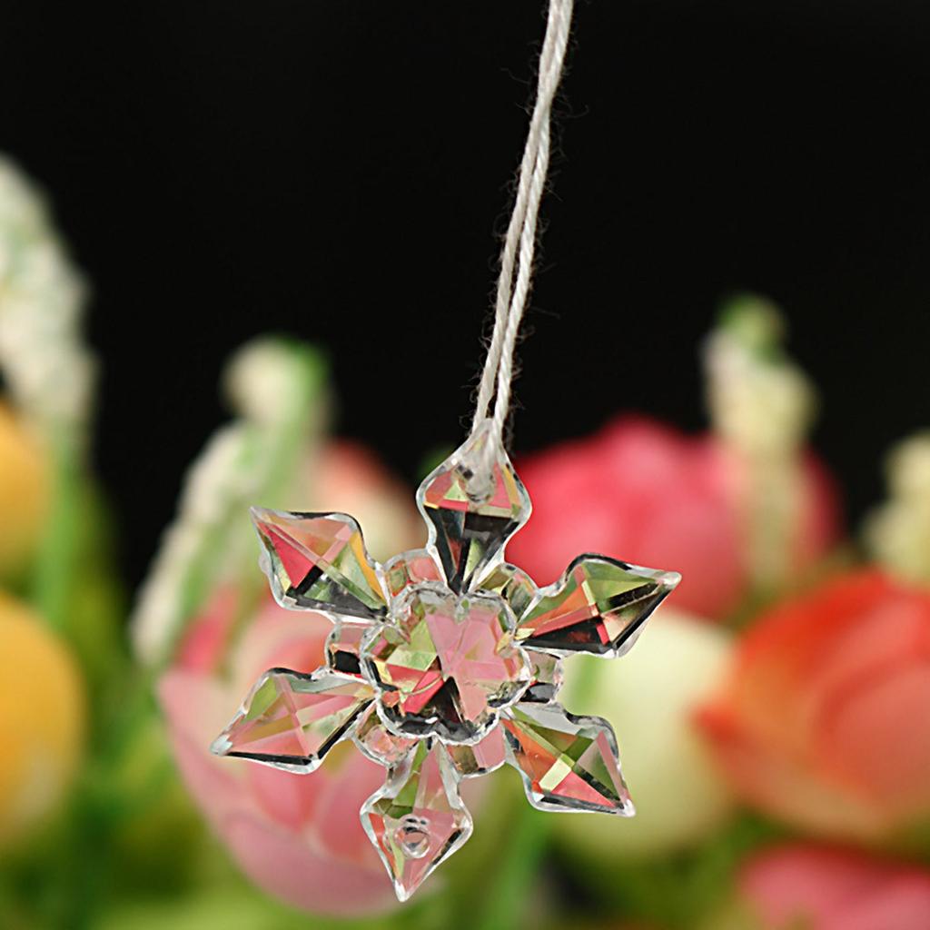 12pcs Christmas Snowflake Clear Crystal Acrylic Rhinestone  For Xmas Tree Pendant DIY Decorative Craft Scrapbooking Decor