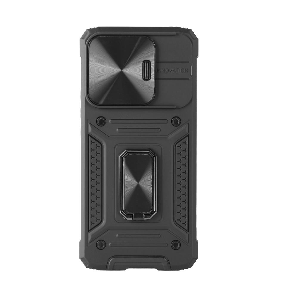 Armored Case for Xiaomi Redmi Note 13 Pro 5G, CamShield Slide, Black + 9H Tempered Glass