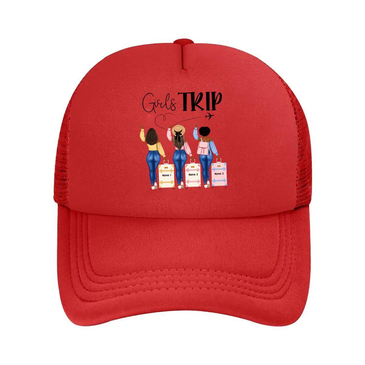 Girls Trip Friends Travel Suitcase Airplane Design  Mesh Baseball Cap Hip Hop Adjustable