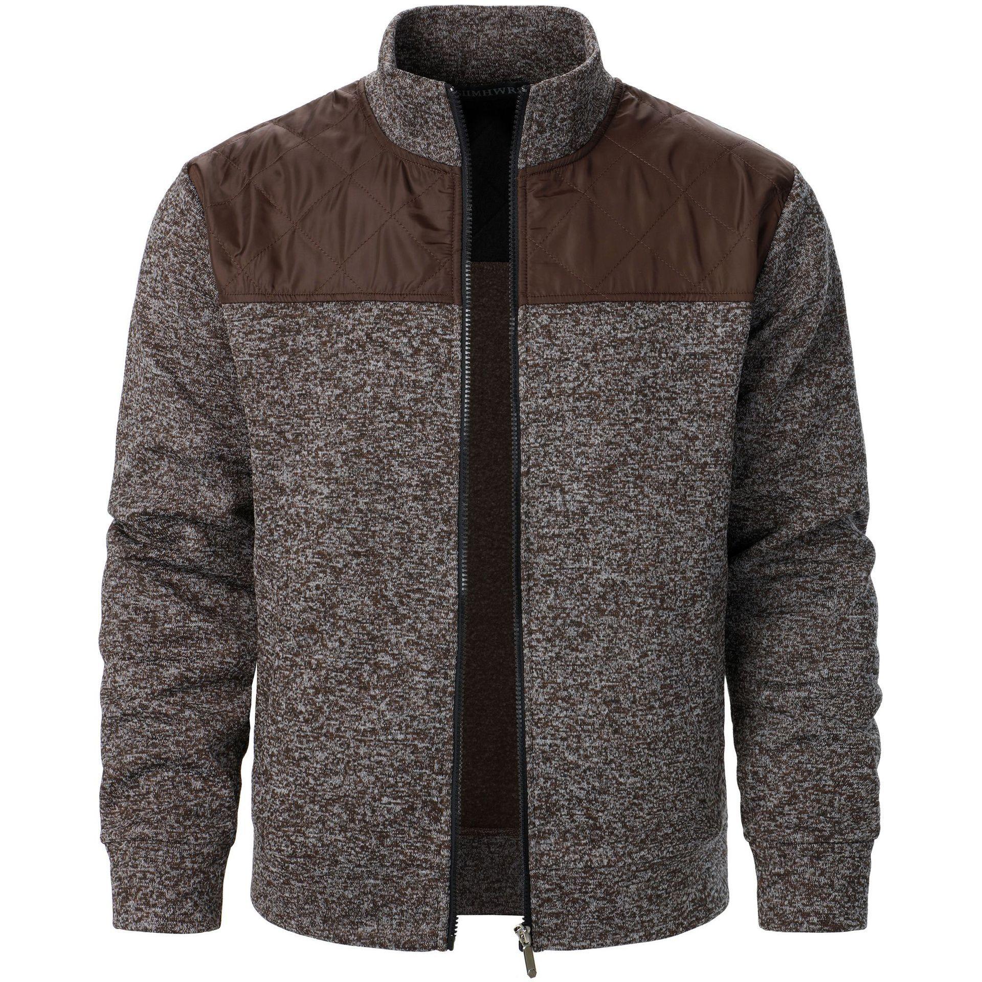 

Мужские кардиганы, толстовки, модные куртки с воротником-стойкой, верхняя одежда, простые теплые уличные пальто, жаккардовые сплайсированные спортивные вещи Yasheng 3XL кофейный