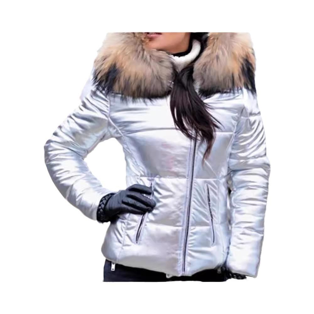 Autumn Winter Women's Cotton Jackets Loose Jacket Women Faux Fur Hood Zipper Warm Down Coat Outdoor Parka Outerwear Short Jacket