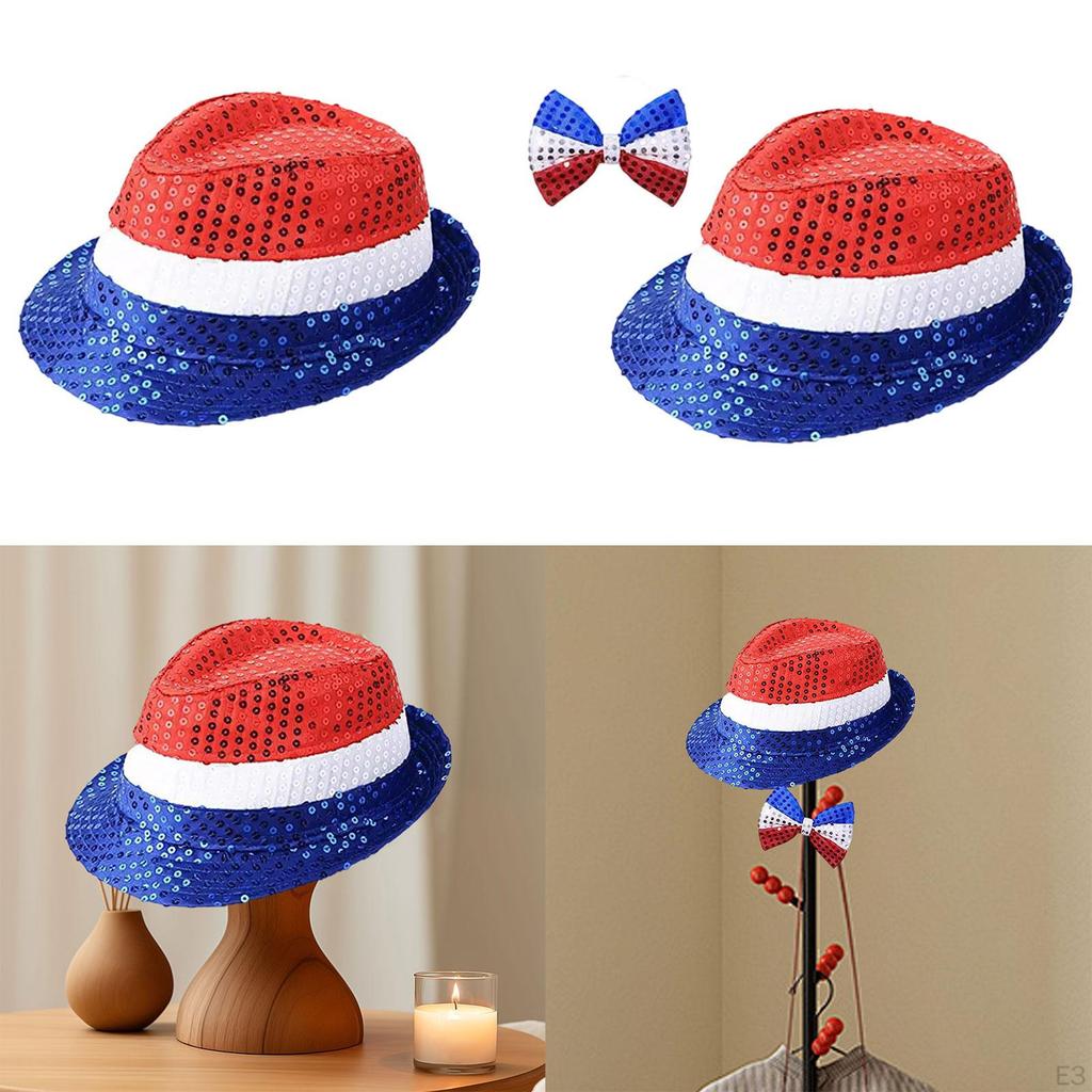 Hut zum 4. Juli Bequem Stilvoll Glänzend Disco-Kappe Ausgefallen Party Pailletten Fedora