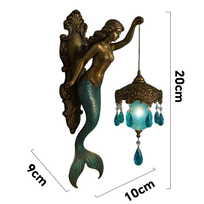 Mermaid Wall Lamp Resin Creative Bedroom Lamp Window Decoration Door Decoration Halloween Home Ocean Style Ornament