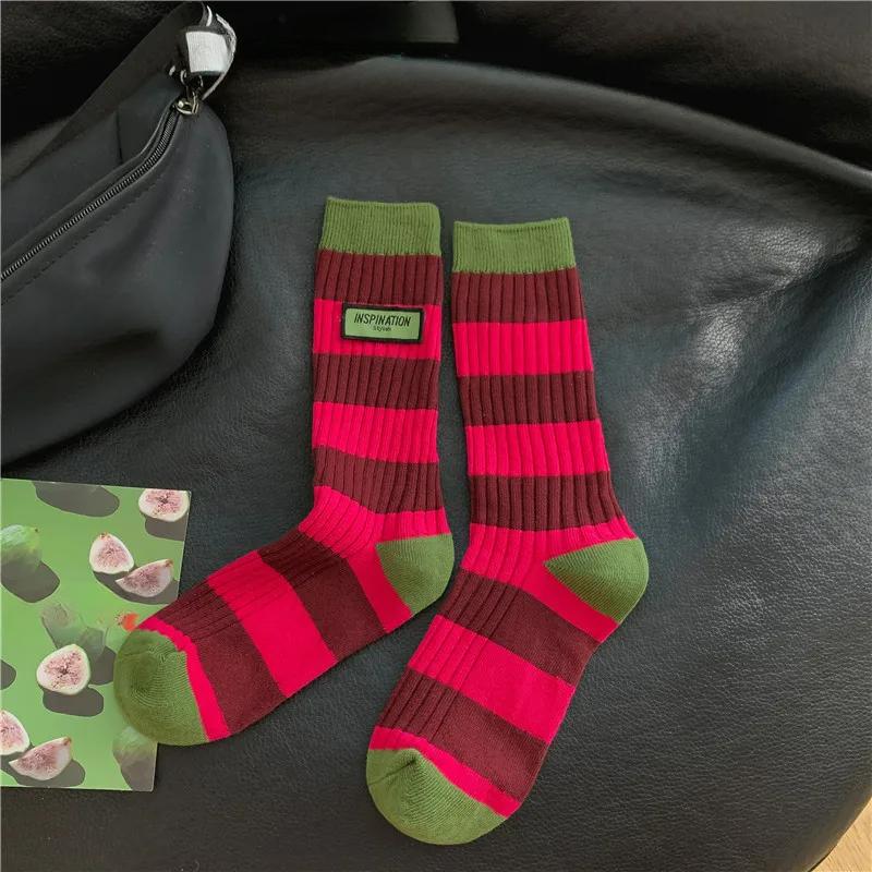 

Women s Spring Antumn Cotton Color Long Socks Mid-tube Stockings Cute Rose Red Socks Sweet Style For Girls Gift Kawaii