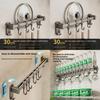 Kitchen Wall Mount Hooks And Double Rod Rack With Plastic And Carbon Steel For Home Organization