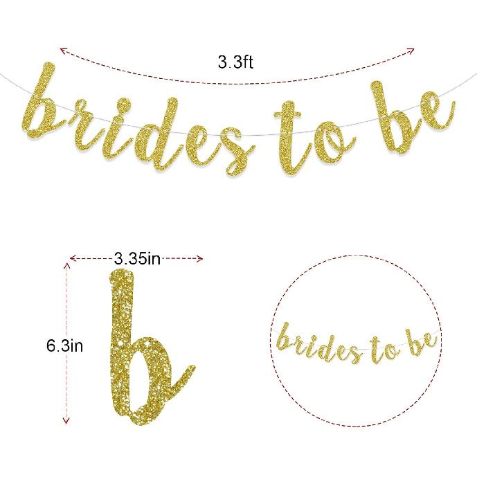 Brides To Be Banner, Lesbian Wedding, Bachelorette Party Decorations Supplies, Mrs & Mrs, Bridal Shower Bunting Garland Sign, No DIY, Gold Glitter