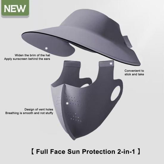 Women Hat with Face Guard Shawl Sun-Proof Breathable Solid Color Design Sun Hat Elastic Large Head Circumference Empty Top Hat