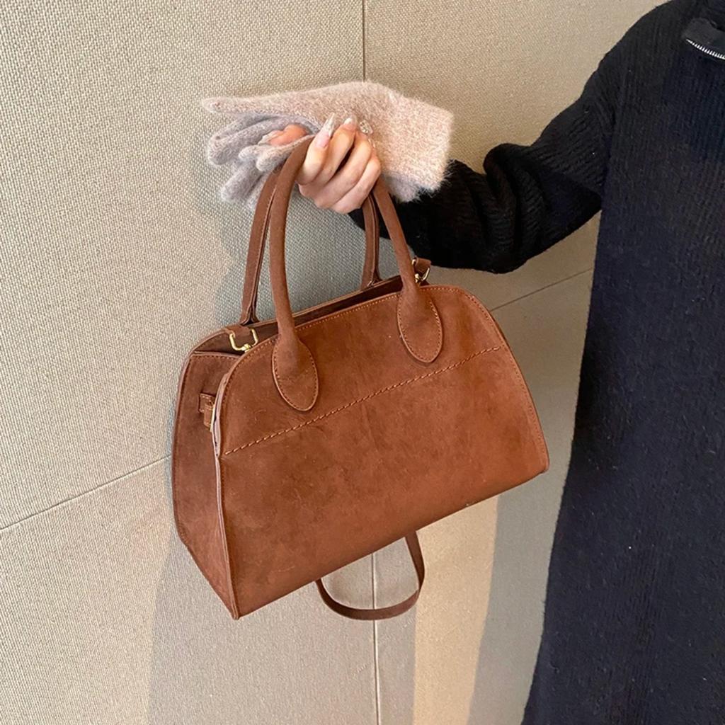 Ladies' Top-handle Bag High-end Design Vintage Commute Handbag For Autumn Winter Faux Suede Casual Tote Shoulder Bags