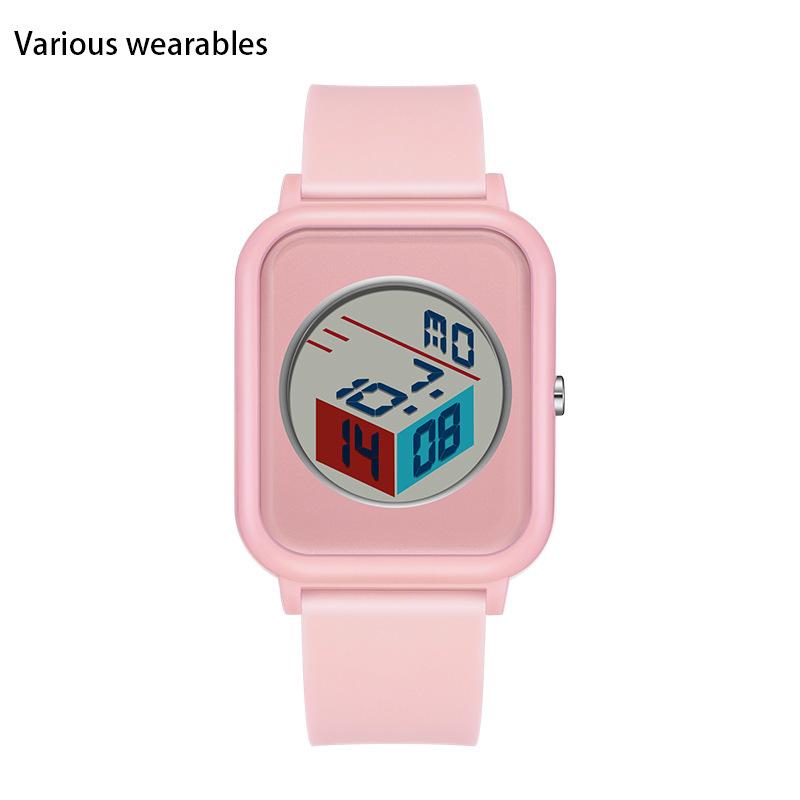 Kreativní trojrozměrné hodinky s ciferníkem pro studenty a studenty Elektronické hodinky Venkovní vodotěsné multifunkční elektronické hodinky s budíkem