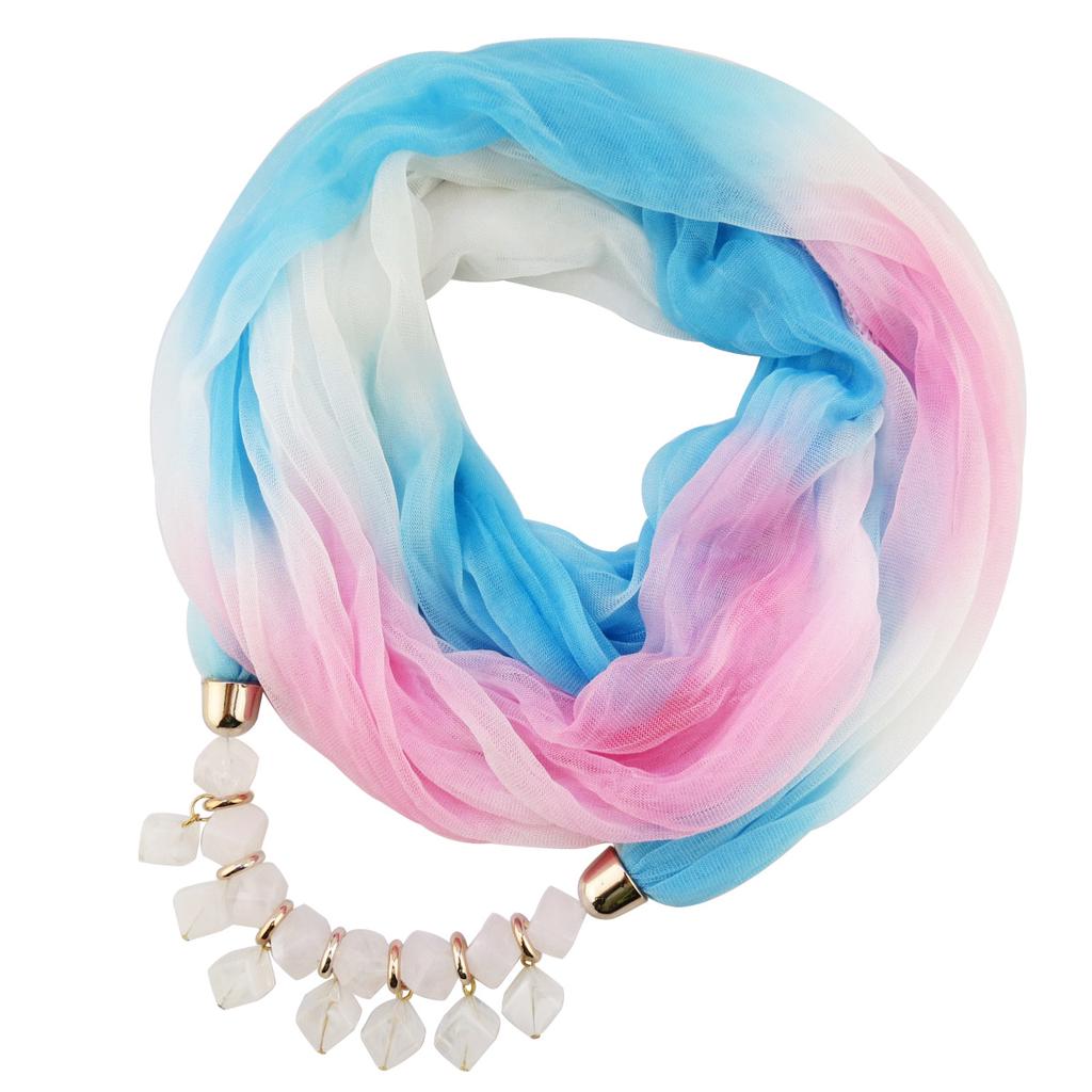 Summer Sunscreen Scarf Gradient Silk Scarf Scarf Resin Necklace Pendant Women's Jewelry Scarf