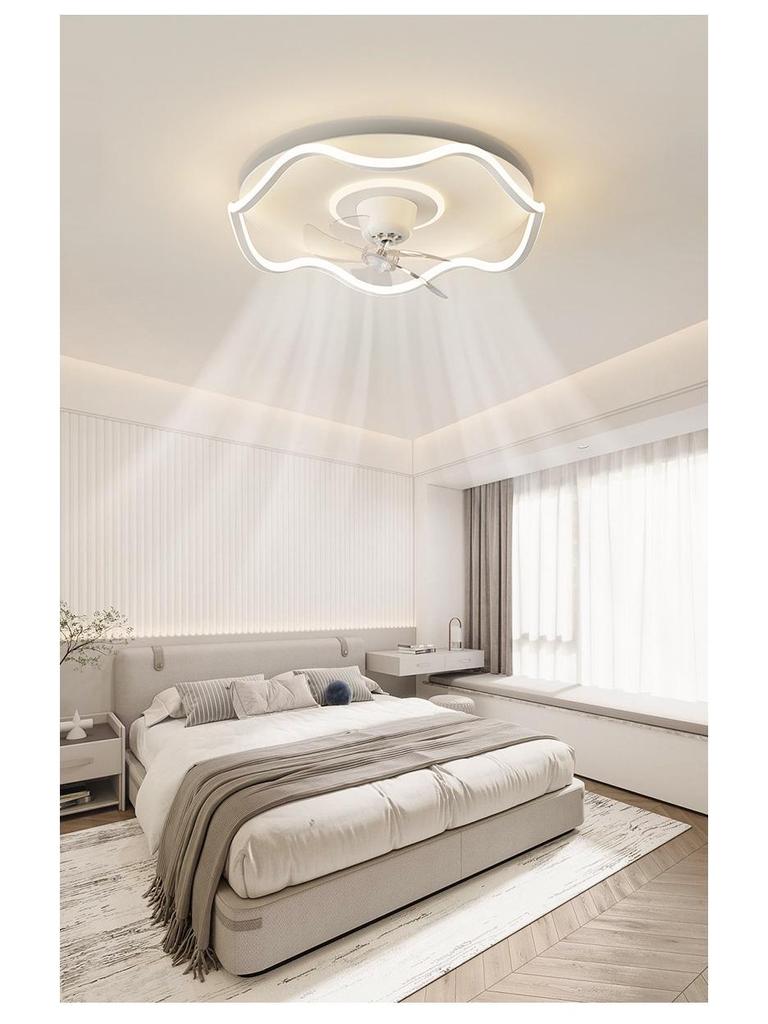 360° Rotatable Silent Minimalist Ceiling Light with Fan for Bedroom and Study