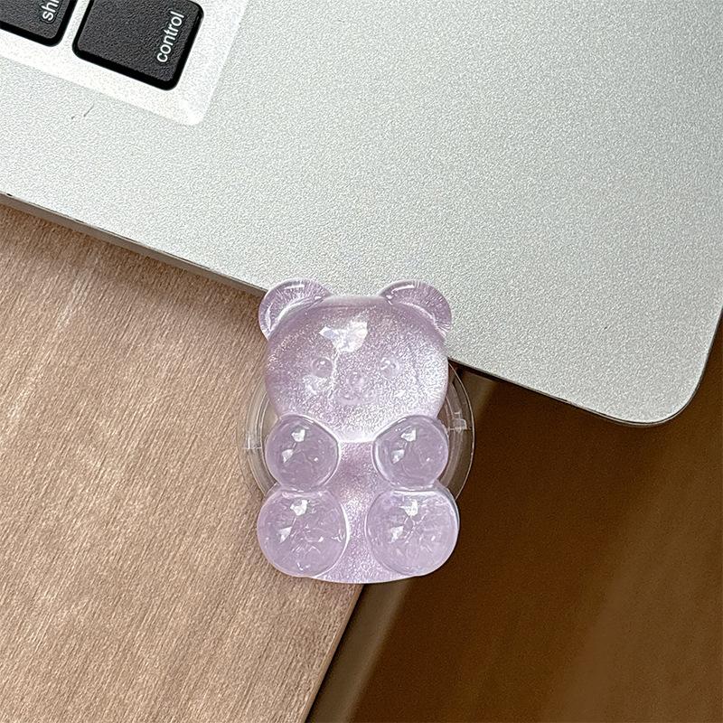 Color Pearl Glitter Bear Mobile Phone Airbag Bracket Magnetic Suction Magsafe Paste Creative Ring Lazy Women