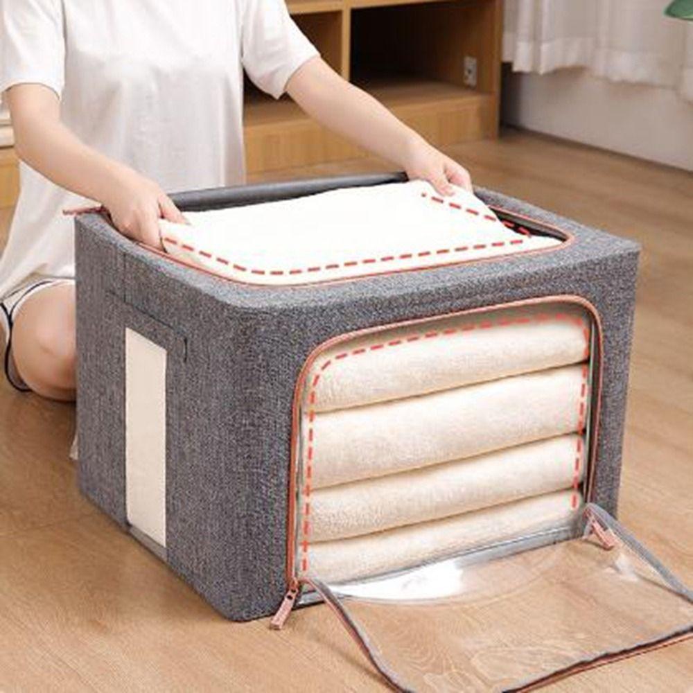 Large Capacity Clothing Sorting Box Clear Window Clothes Blanket Organizer Wardrobe Storage