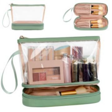 Double Layer Clear Waterproof Zipper Cosmetic Bag Travel for Bag Transparent PVC Accessories Pouch Organizer