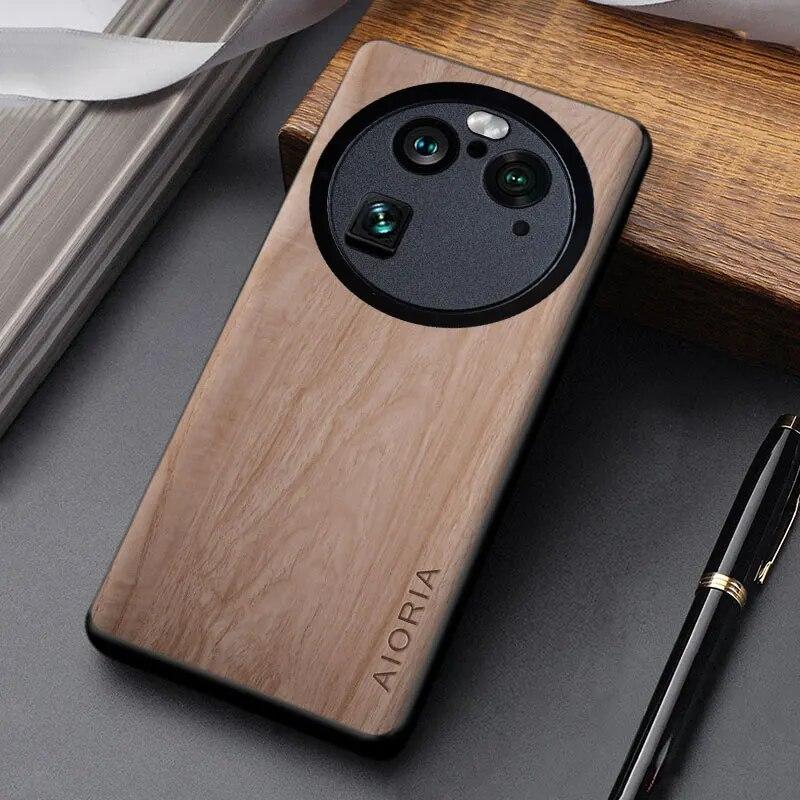 Wooden Pattern Case For OPPO Find X6 Pro Coque Simple Unique Design Lightweight Pu Leather Cover for Find X6 Pro Case Funda