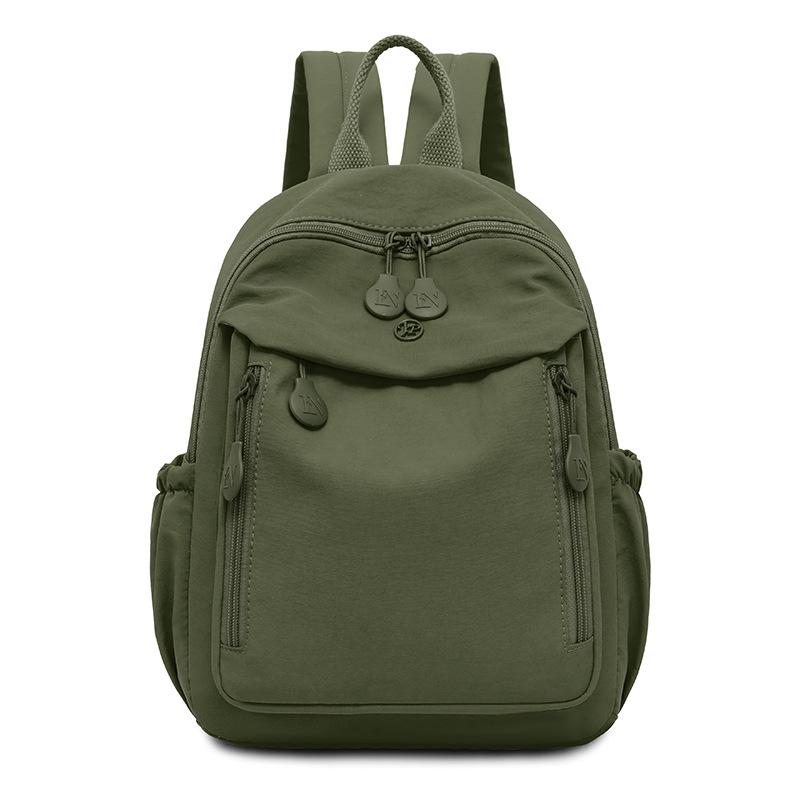 Schoolbag1011 Casual Ladies Backpack Travel Lightweight Simple Nylon School Bag Solid Color Large Capacity Travel Backpack