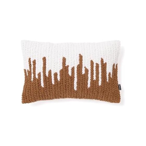 Francfranc Ridgeline Drawing Cushion Cover 40cm x 25cm White x Brown (113)