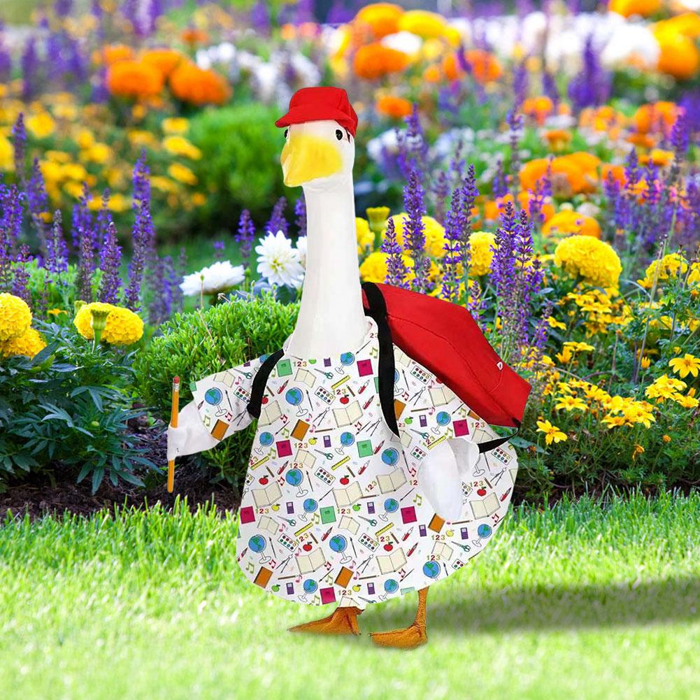 Back To School Porch Goose Outfits Goose Statue Clothes Lawn Goose Clothing for Indoor Outdoor Patio Yard Lawn Art Decor