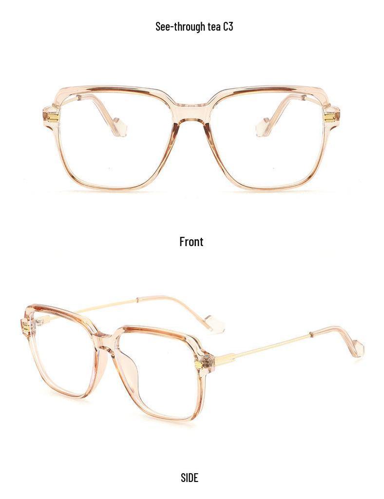 Retro TR Large Frame Flat Lenses Men's Anti-Blue Light Glasses
