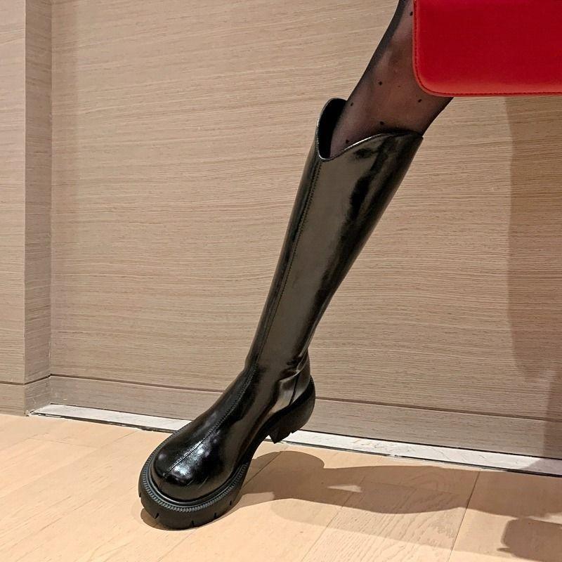 Small Long Boots Women's 2025 New V-mouth White Thin But Knee Knight Boots Tall Thick Heel