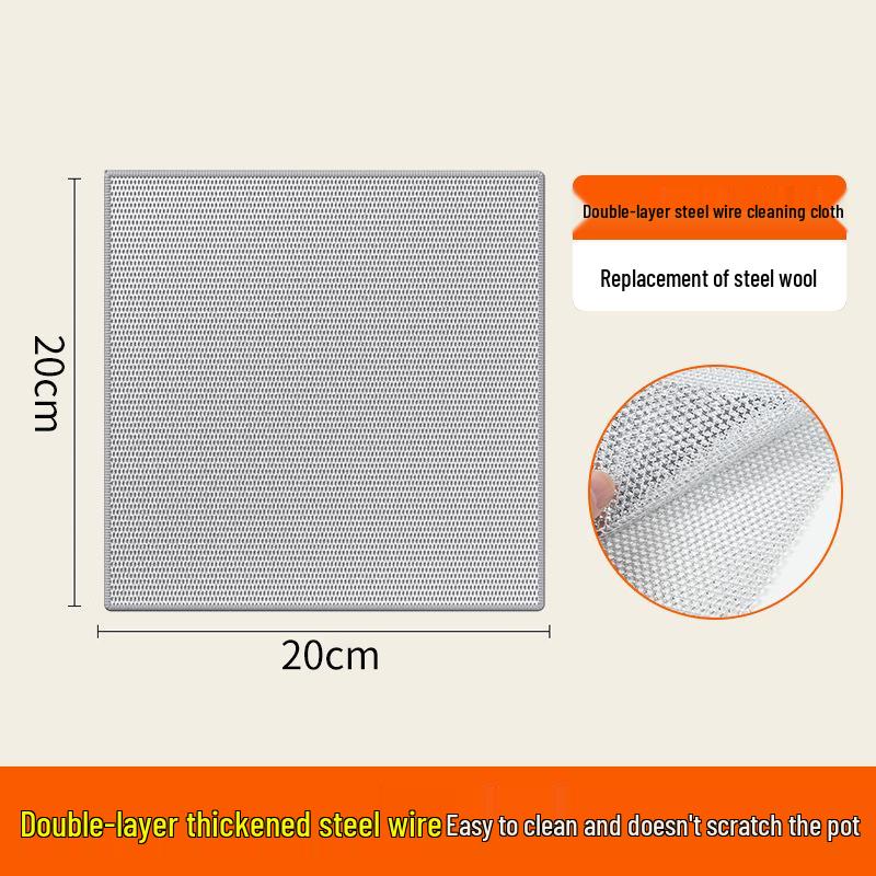 Silver Thread Double-Layer Scouring Pad: Thick, Non-Scratch, Degreasing, Water-Absorbent, Wear-Resistant Dishwashing Towel.