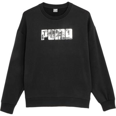 Crew Neck Logo Print Sweatshirt Women Sweatshirt Black 628883-01