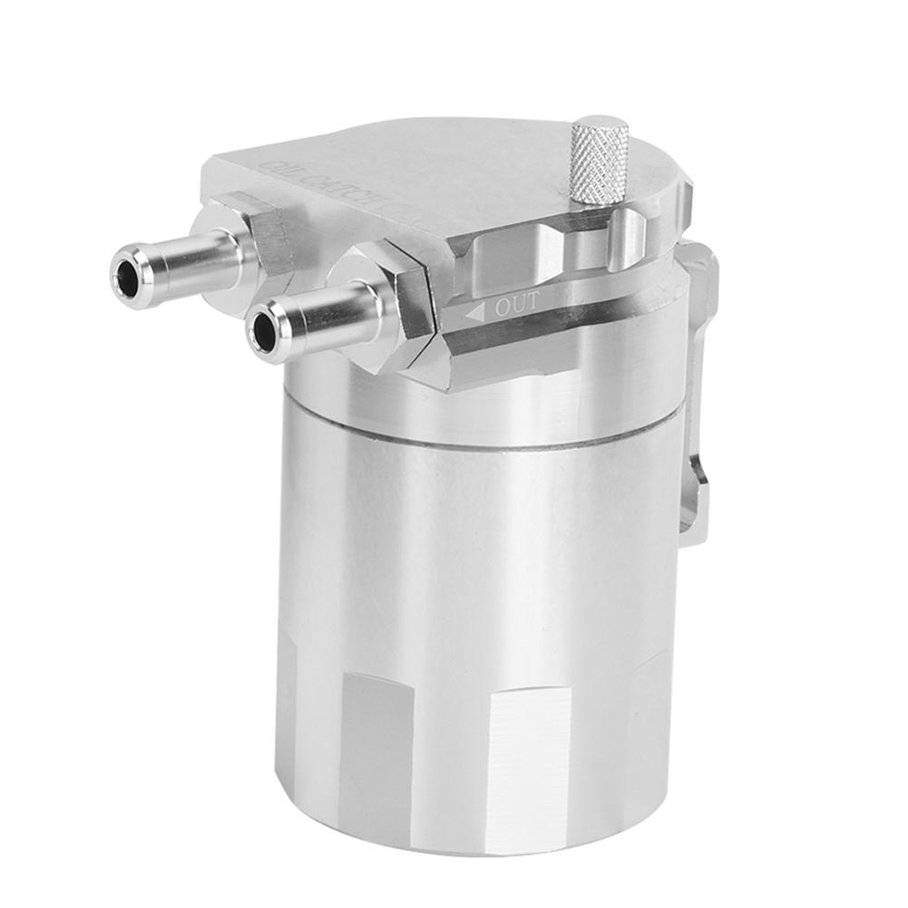 Aluminium Motoröl Auffangbehälter Entlüftungsbehälter Reservoir Auto Modifikationszubehör (Silber)