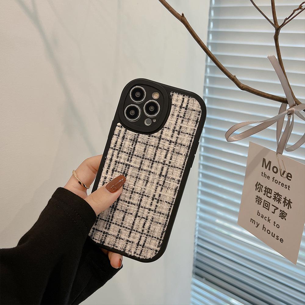 Fleece Cloth Small Fragrance Style 14pro Max IPhone Case IPhone 13 Checked 12 Suitable for 15 Houndstooth 11 X