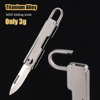 MINI Titanium Alloy Folding Knife Keyhole Can Be Opened 7Cr Steel Blade EDC Portable Keychain Pendant Unpacking Express Gadge
