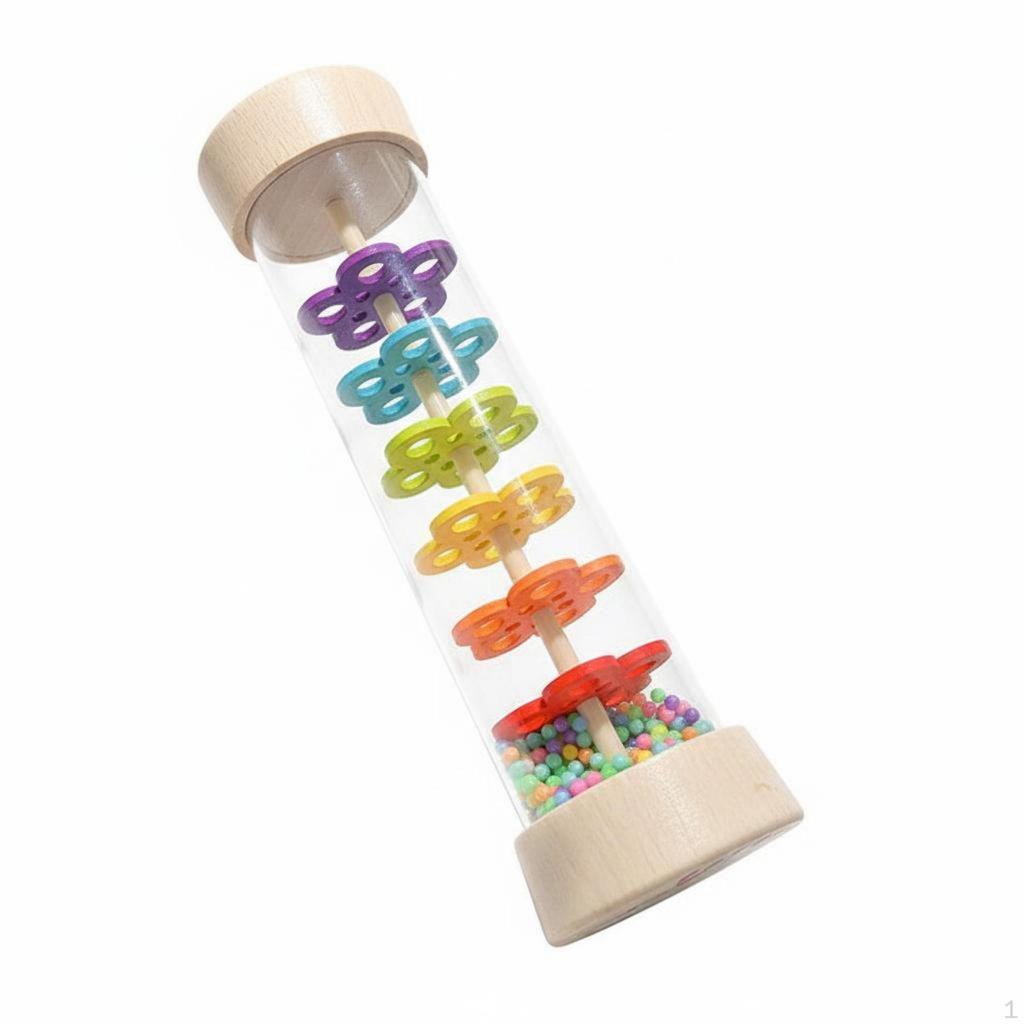 Auditory Play Cylinder Educational Wooden Rainmaker Shaker Colorful Design Rain for Young