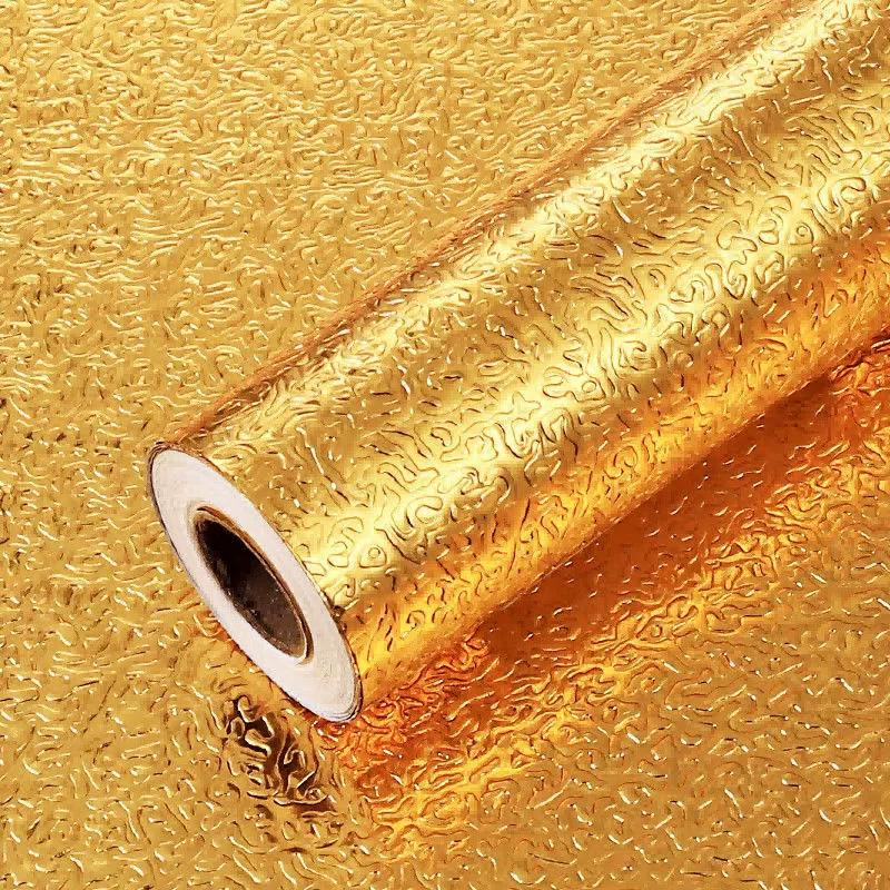 40cmX3/5/10m PVC Stickers Moisture-Proof Wall Paper Mould-Proof Home Kitchen Decor Luxury Wallpaper Waterproof Gold Foil