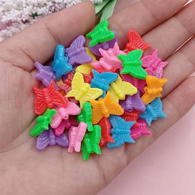 Acryl Gemischte Farbe Halskette Ohrringe Zubehör Zubehör Perlen Schmetterling 50/100 Stück lose Perle DIY Handgemacht Ohrringe Armband Herzförmig