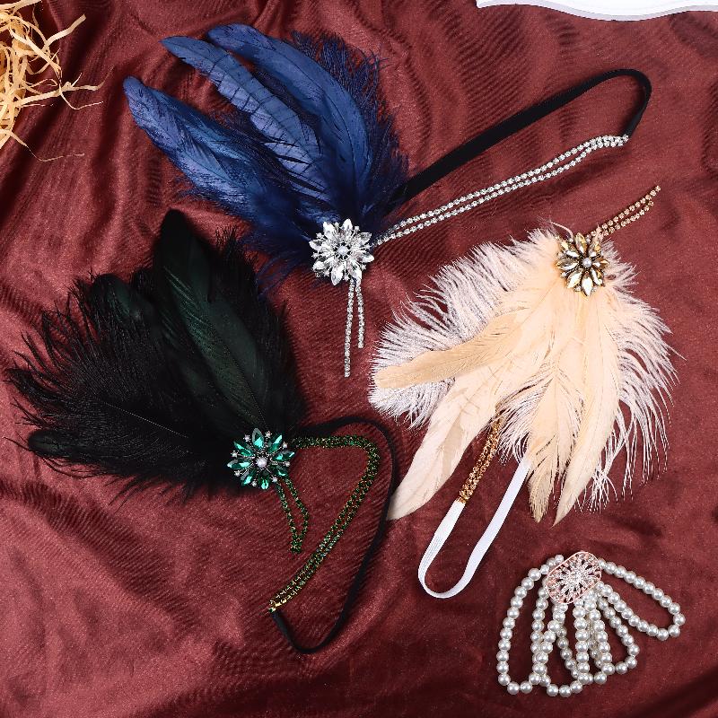 1920er Jahre Party Strasssteine Perlen Haarband Schmuck-Set Vintage Kopfschmuck Ohrringe Halskette Armband Handschuhe Für Damen Bankett Geschenk