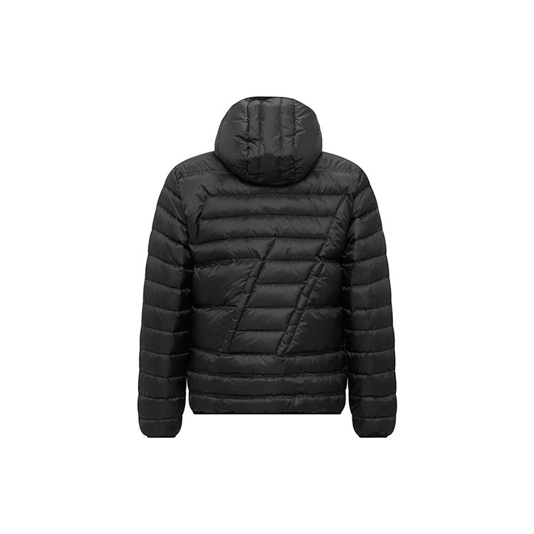 Emporio Armani EA7 FW23 Solid Color Letter Logo Printed Hooded Zipper Long Sleeve Down Jacket Men Outerwear Black 6RPB16-PN5ZZ-1200
