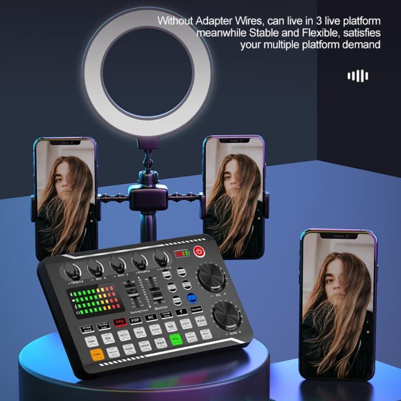 SF666 Condenser Microphone With F998 Auditory Mixer Sound Card For Clear Auditory In Podcasts And Music Production