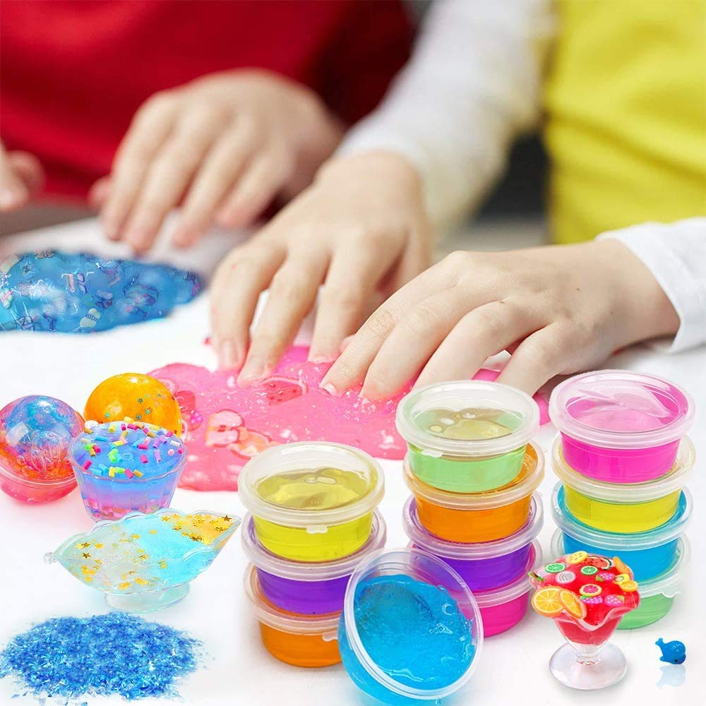 La Gacela Slime 25 Pieces Ultra Light 24 Fishbowl Fruit Foam Handmade Stress DIY Elementary School Christmas Slime Kit Kit, Clay, Clay, Bottles,