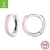 Simple Color Drop Oil Round Ear Buckle Summer Dopamine S925 Sterling Silver Earrings Earrings