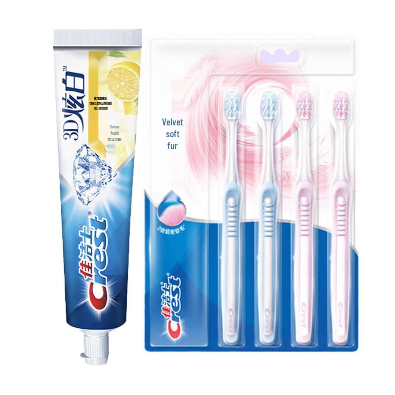 Набор зубной пасты Crest 3D White Лимонный чай и зубных щеток Velvet Gum Care