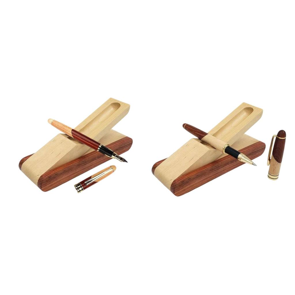 Pen Holder Pencil Case Wooden Office Supplies with Lid Portable Art Supply Pen Set Stationary Organizer for Home