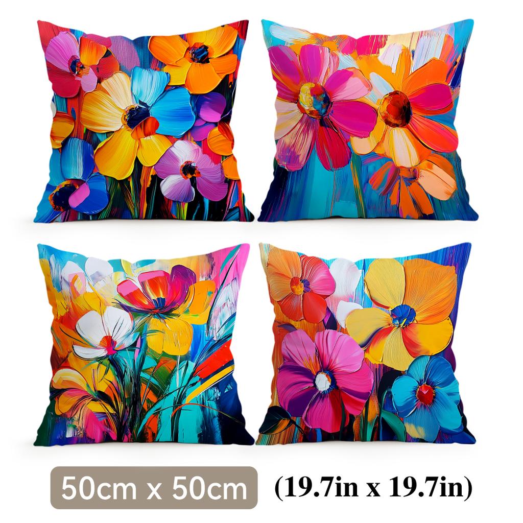 Colorful Abstract Flowers Cushion Covers Pillowcase Fantasy-Inspired Home Decor Sofa Cushion Cover Living Room Bed Car Decor