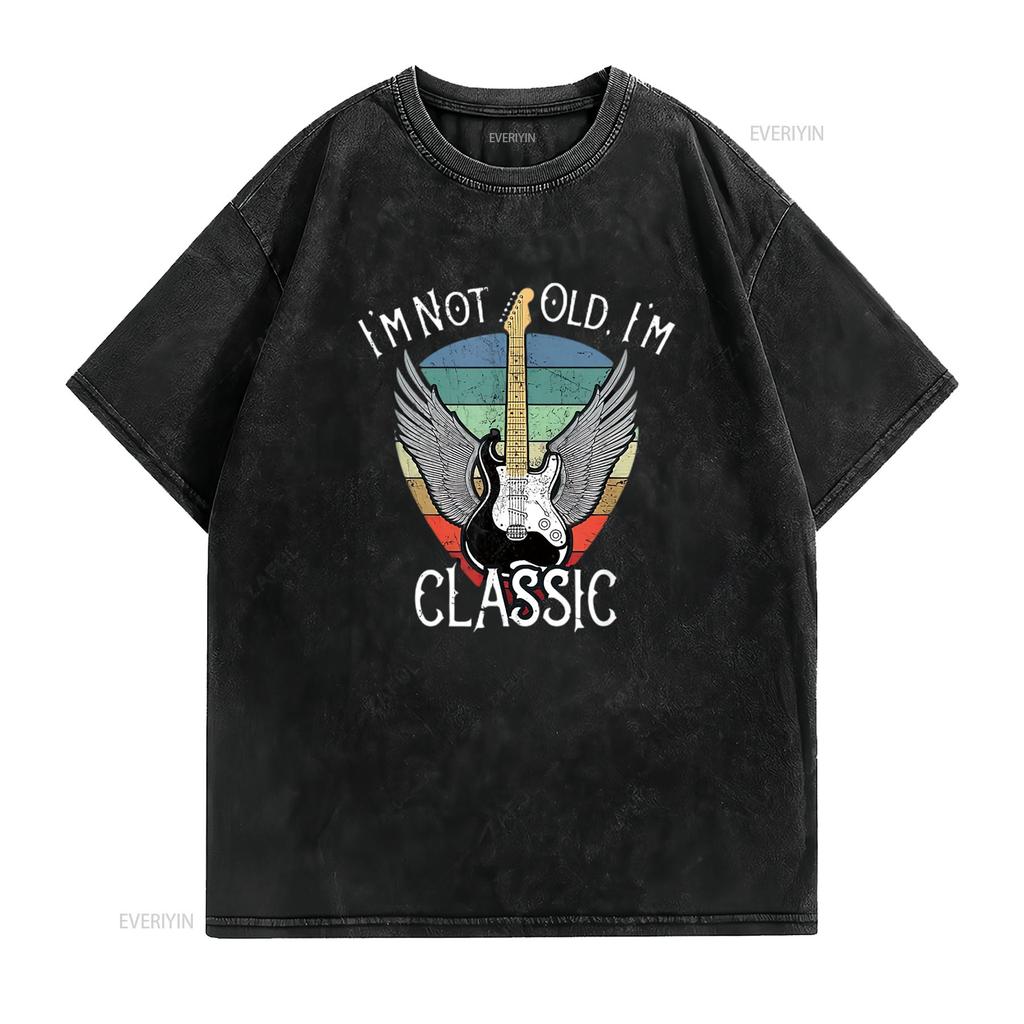 I M Not Old Classic Funny Rock Roll Mens T Shirt Black X Large vintage Washed Stretched Unisex Breathable Casual Soft Stylish