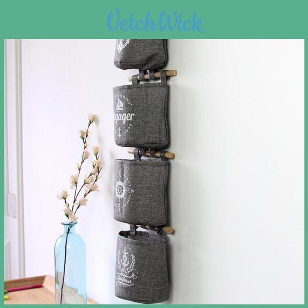 Cotton Linen Hanging Wall Bag For Dorm Room And Closet Storage