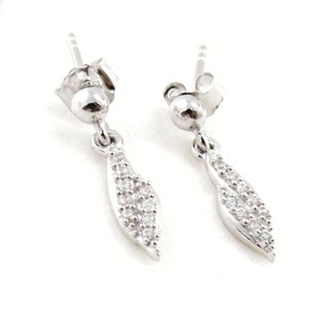 Les Trésors De Lily [J0063] - Boucles Argent 'Déesse' blanc argenté (rhodié) - 18x4 mm