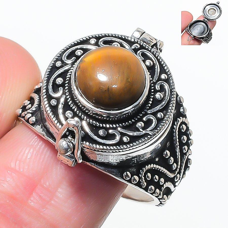 Natural Tiger Eye Gemstone 925 Sterling Silver Jewelry Ring Size 11 AR-17285