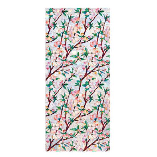 Flower Window Privacy Film, Decorative Static Cling Stickers, Waterproof Glass Cling, 39.4x17.7in Anti-Glare Static Glass Sticker for Home Bathroom
