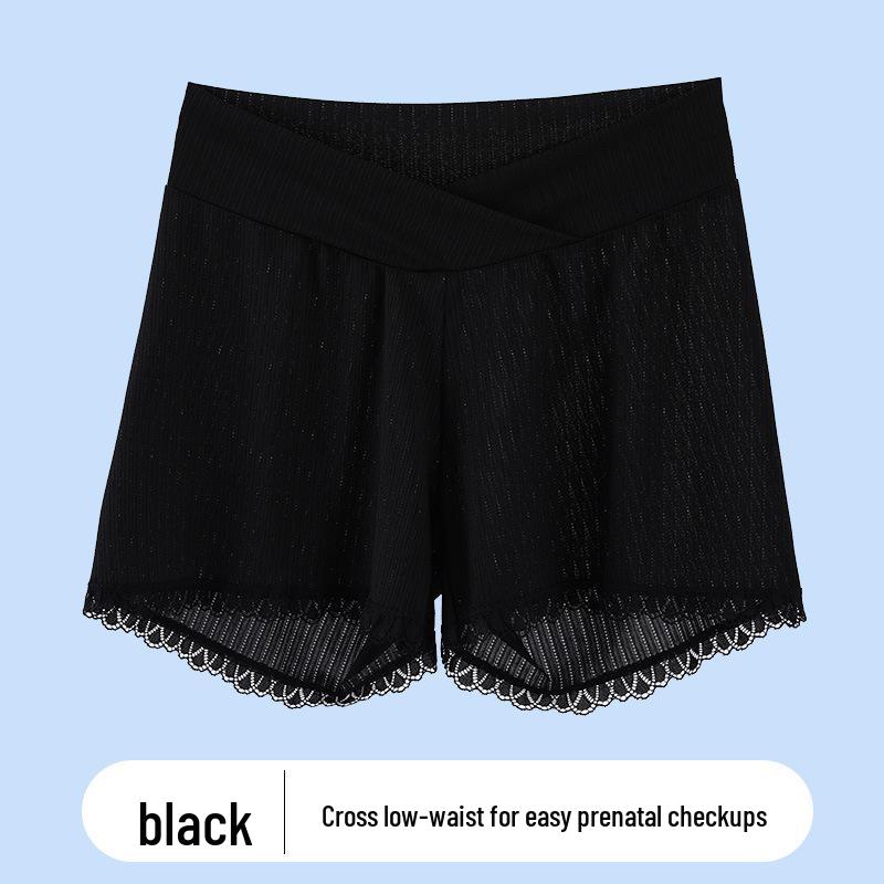 Pantaloni scurți de siguranță ușori cu talie joasă pentru maternitate: Suport din dantelă respirabil, cu elasticitate ridicată, pentru sarcină timpurie până la sarcină avansată