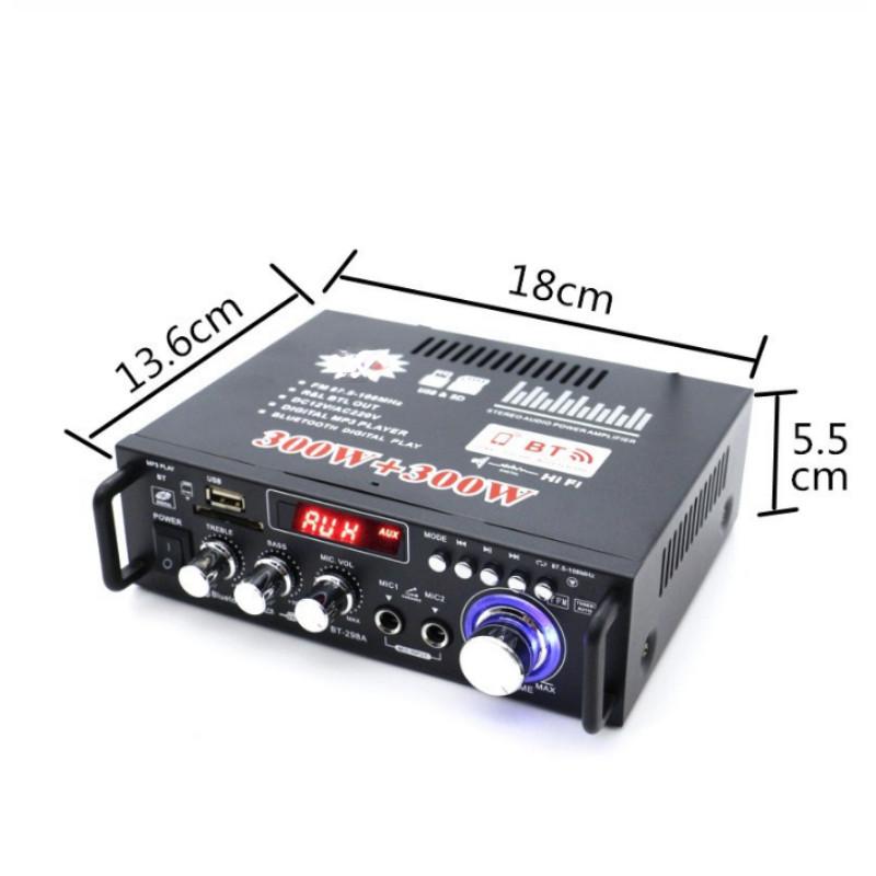 BT-298A Mini Portable Car Power Amplifier 12V Bluetooth HIFI Audio Amplifier Home Cinema Stereo Speaker 18X13.6X5.5CM