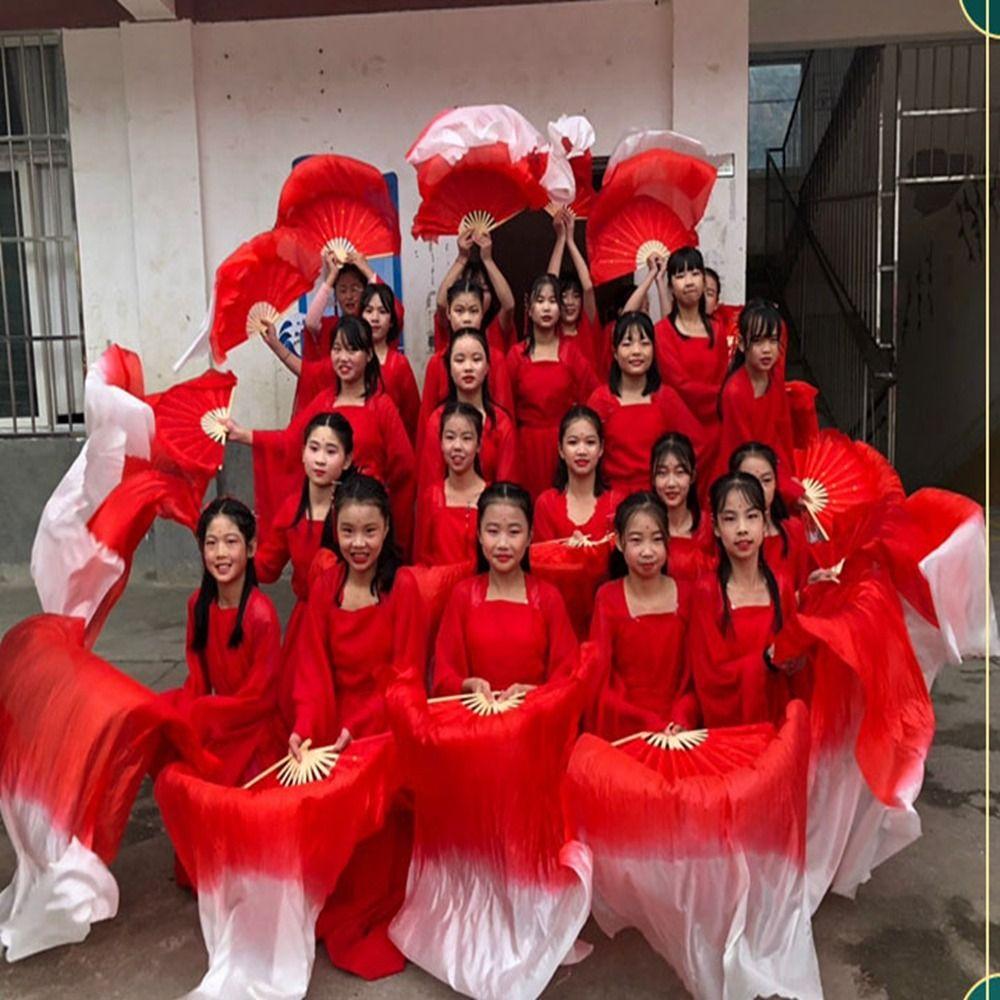 Kid Women Belly Dancing Fan Multicolors Square Dancing Long Imitation Fan  Dance Accessories